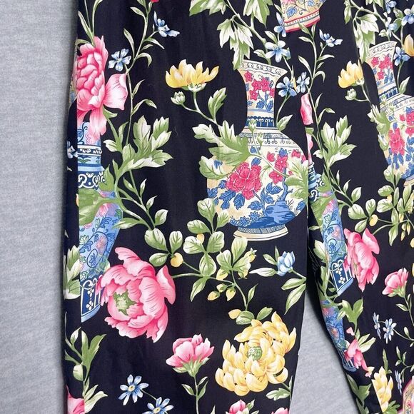Vintage Talbots Pants Size 8 Floral Lined Botanical Pottery Porcelain Dress - Picture 2 of 7